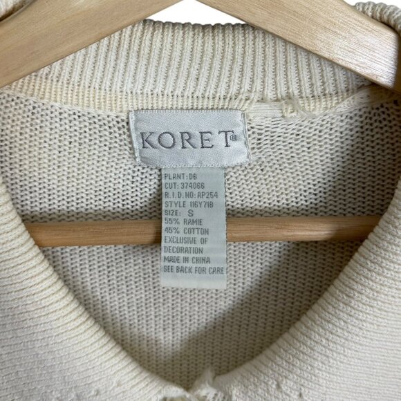 Vintage Dainty Embroidered Floral Crochet Collar Cardigan Cream S Cottagecore - Picture 7 of 8